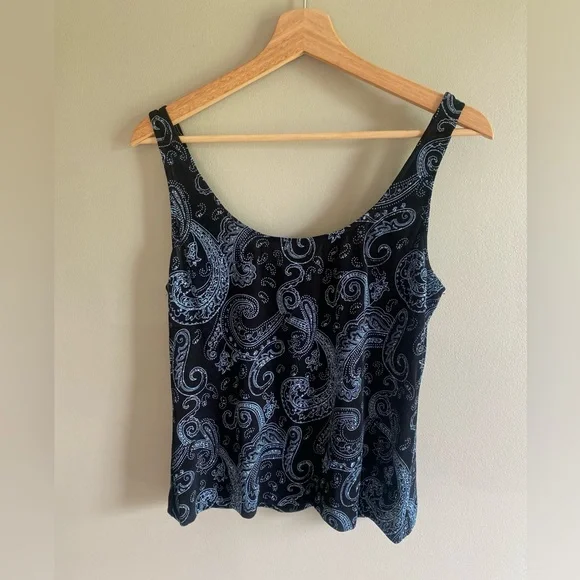 Vintage Alex Evening Top Women Large Black Sparkly Paisley Tank‎ Camisole Whimsy - Picture 3 of 7